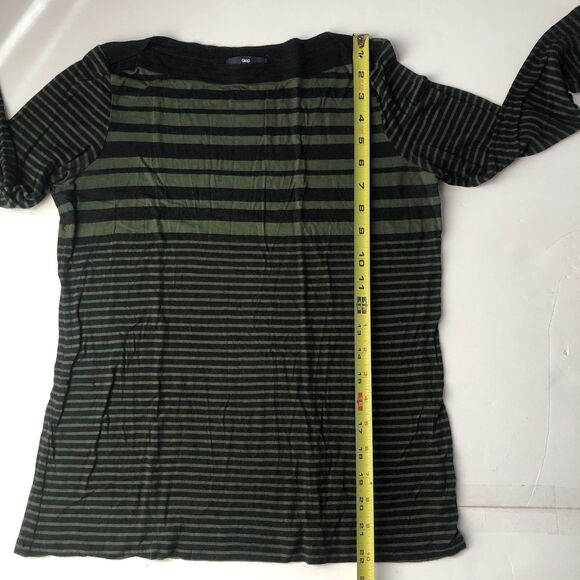 Gap Womens Green Navy Striped 3/4 Sleeve T-Shirt Stretch Size Medium - Picture 6 of 11